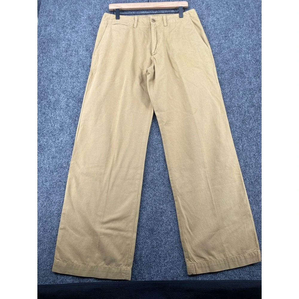 Banana Republic Relaxed Fit Chinos Men 32x32 Khaki Tan Garment Dye Wide Leg Pant